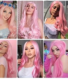 preiswerte -Damen-Cosplay-Perücke mit Netzkappe, hitzebeständig, gewellte Kunsthaarperücken, volldichte Kostümperücken für Karneval, Musikfestivals und alle Altersgruppen