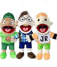 abordables -Muñeco de peluche de títere de Feebe Je-Ffry, títere de peluche de 16 pulgadas, títere de mano de peluche suave para fiesta de niños, regalo de fiesta de Navidad y Halloween