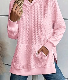 olcso -Női Sima Elegáns Modern Hosszú ujj Kapucni Munka Zseb Fehér Arcpír rózsaszín Tavasz Ősz Tél
