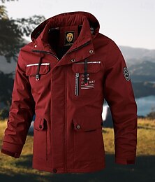 preiswerte -Herren Soft Shell Jacke Wanderjacke Regenjacke Draussen Windundurchlässig Wasserdicht Windbreaker-Jacke Reisen Weinrot Schwarz Weiß Armeegrün