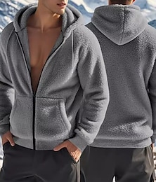 preiswerte -Herren Kapuzenjacke Outdoorjacke Wintermantel Wanderfleecejacke Winter Draussen Thermowarm Fleece-Futter Fleecejacken Vollreißverschluss Klettern Camping / Wandern / Höhlenforschung Reisen Schwarz