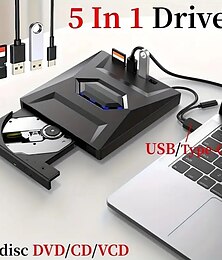 abordables -Lecteur de CD DVD externe USB 3.0/Type-C avec fente SD/TF et USB 3.0 Lecteur optique DVD RW Lecteur enregistreur de CD Lecteur VCD pour ordinateur portable