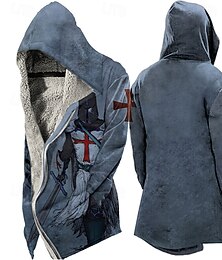 economico -Per uomo Cappotto invernale Giacca in pile Giubbotto Da tutti i giorni Da mare Fodera di vello Con Tasche Stampa Tasca frontale Autunno inverno Soldier Sport Informale Felpa Standard Blu Viola Verde