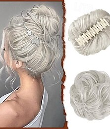 abordables -chignons Chignon A Clipser Cheveux Synthétiques Pièce de cheveux Extension des cheveux Ondulé Soirée du quotidien Usage quotidien Auburn Grise Blond