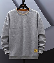 abordables -Hombre Sudadera Negro Blanco Gris Cuello Barco Jacquard Estriado Con Texturas Textura de punto Deporte Diario Festivos no imprimible Poliéster Ropa de calle Básico Casual Otoño Invierno Ropa