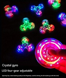 voordelige -2 stuks kristal lichtgevende led-licht spinner hand top spinner, glow in dark edc speelgoed, kinetische gyroscoop voor kinderen, als Halloween, kerstcadeau