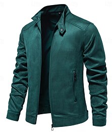 economico -Per uomo Giacca Casual Giacca in camoscio Casual Quotidiano Giacca a Vento Sexy Autunno & Inverno Colore Solido / Tinta Unita Casual Senza colletto Regolare Nero Giallo Verde Grigio Giacca