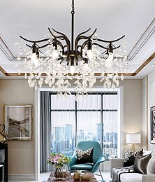 economico -lampadario moderno a led lampadario di cristallo a led lampadario nero oro illuminazione di lusso cucina sala da pranzo soggiorno camera da letto lampada lustre pendente 9 luci