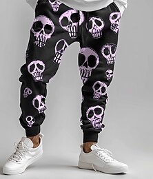 abordables -Halloween Crânes Cool Sombre Homme Joggings Pantalon Jogger Pantalon Poche Taille médiale Taille élastique avec cordon de serrage Soirée Quotidien Printemps Automne Hiver 3D effet Standard Non
