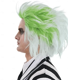 economico -Accessorio per costume Beetlejuice con parrucca per adulti - Il costume include una parrucca stravagante con capelli verdi e grigi - Costumi per Carnevale feste di compleanno e eventi a tema