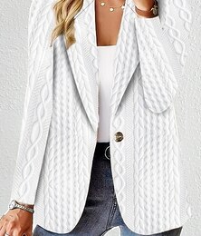 preiswerte -Damen Freizeitjacke Einstellbar Feste Farbe Lässig / Alltäglich Stilvoll Regular Fit Oberbekleidung Langarm Frühling Weiß S