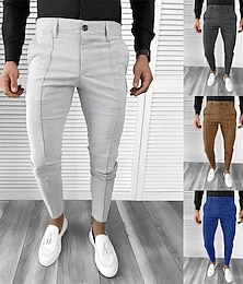 economico -Per uomo pantaloni della tuta Pantaloni affusolati Pantaloni Chino Bottoni Tasche Liscio Comfort Formale Feste Ufficio Di tendenza Classico Nero Bianco Media elasticità