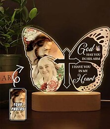 abordables -Cadre photo personnalisé commémoratif lumineux, cadeau de condoléances personnalisé pour la perte d'un être cher, lumières en forme de papillon, veilleuse acrylique personnalisée pour la Saint-Valentin, alimentée par USB