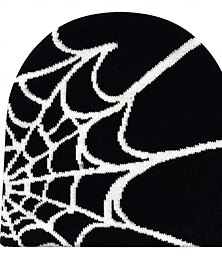 levne -Pánské Unisex Čepice Beanie Zimní čepice Kulichy 骷髅头毛线帽 Pletená čepice Černá Bílá Akrylová vlákna Pletený Žakár Útulný Denní nošení Festival pavoučí síť Teplý