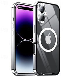 זול -טלפון מגן עבור אייפון 16 פרו מקס iPhone 15 Pro Max iPhone 14 Pro Max אייפון 13 פרו מקס מארז ספיחה מגנטי עם Magsafe מגן עדשות מצלמה תמיכה בטעינה אלחוטית עמיד בזעזועים אקרילי סגסוגת אלומיניום