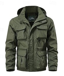 economico -Per uomo Giubbino da escursione Giacca tattica Giacca a vento Sportivo Campeggio e hiking Impermeabile Antivento Design staccabile Primavera & Autunno Tinta unica Attivo Con cappuccio Standard Nero
