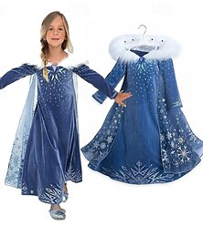 abordables -Robe de fête flocon de neige 3D pour filles, manches longues, printemps/automne, spectacle, anniversaire, costume de princesse, pour enfants de 4 à 12 ans, robe trapèze, coupe maxi classique