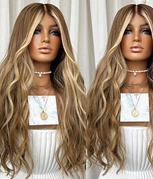 economico -Capelli vergini non trattati 13x4 Pizzo Frontale Parrucca Parte libera Brasiliano Ondulato Multicolore Parrucca 130% 150% Densità dei capelli Capelli evidenziati / balayage 100% Vergine Senza colla