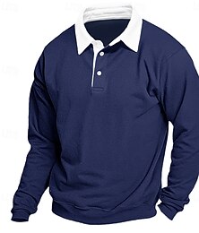 abordables -Homme Sweat shirt Bleu Denim Noir Jaune Rouge bleu marine Col polo Bloc de couleur Patchwork Travail Casual Des sports basique Printemps & Automne Toutes Saisons Vêtement Tenue Pulls Capuche Pulls