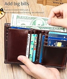 economico -Per uomo A portafoglio Portamonete Portafoglio porta carte di credito Borsa a busta Cuoio Shopping Giornaliero Massima capacità Impermeabile Leggero Nero Caffè