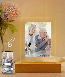 abordables -cadre photo lumineux personnalisé veilleuse acrylique personnalisée pour la Saint-Valentin alimentée par USB parfait pour la Saint-Valentin cadeaux commémoratifs pour la famille père mère