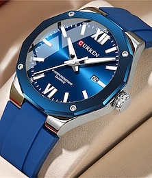 abordables -CURREN Hombre Relojes de cuarzo Deportes Moda Reloj Casual Reloj de Muñeca Luminoso Calendario IMPERMEABLE Decoración Gel de Sílice Reloj