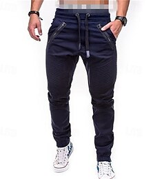 お買い得  -男性用 スウェットパンツ ジョガー ジョギングパンツ スポーツパンツ ドローストリング 弾性ウエスト 平織り 履き心地よい スポーツ・アウトドア カジュアル ネイビーブルー グリーン マイクロエラスティック
