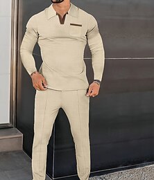 abordables -Hombre Sudadera Tracksuit Negro Azul Real Caqui Gris Diseño Plano 2 Piezas Deporte Diario Festivos Ropa de calle Básico Casual Primavera & Otoño Ropa Sudaderas con capucha Sudaderas