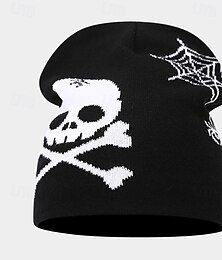 levne -Pánské Unisex Čepice Beanie Zimní čepice Kulichy 骷髅头毛线帽 Pletená čepice Bílá Oranžová Akrylová vlákna Pletený Žakár Útulný předvečer Všech svatých Denní nošení Festival Dýně Lebky Teplý