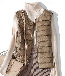 voordelige -licht donsvest dames korte ronde hals herfst en winter nieuwe schouder donsjack guts plus size