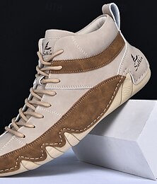 abordables -Zapatillas deportivas altas informales con cordones y ligeras para hombre: diseño cómodo de gamuza sintética y cuero para uso diario y al aire libre