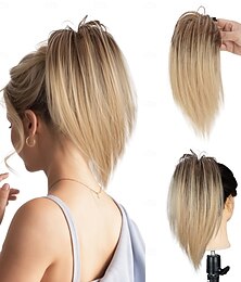 abordables -chignons Chignon A Clipser Cheveux Synthétiques Pièce de cheveux Extension des cheveux Droit Soirée du quotidien Usage quotidien Marron foncé #2 Rouge Bordeaux Bleu