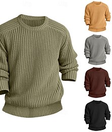 preiswerte -Herren Pullover Strickware Lässiger Pullover Zur Seite fahren Grobstricken Zopfmuster Stricken gestrickt Feste Farbe Strickware Elegant Outdoor Heim Bekleidung Raglanärmel Winter Frühling & Herbst