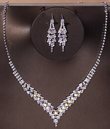 voordelige -luxe dames blauwe kristal ketting en oorbellen set - elegante bruidssieraden voor bruiloften en formele gelegenheden
