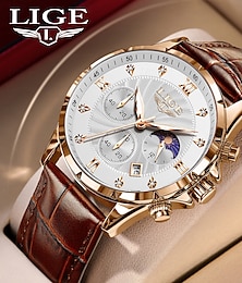 abordables -LIGE Hombre Relojes de cuarzo Negocios Calendario Acero Inoxidable Reloj