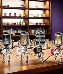 economico -modello usb ferro battuto lampada da scrivania retrò decorazioni robot microfono per suonare la chitarra