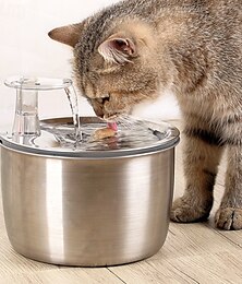 economico -Prodotti per cani Prodotti per gatti Prodotti per roditori Ciotola per bere automatica 2.4 L Acciaio inossidabile Duraturo Facile da applicare Fontana Tinta unita Argento Ciotole e alimentazione