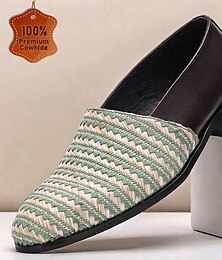 preiswerte -Atmungsaktive Loafer aus hochwertigem Rindsleder und gewebtem Nylon für Herren – bequeme Schlupfschuhe für die Freizeit und den formellen Anlass