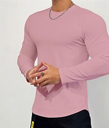 cheap -Men's Athletic Shirt Gym Shirt Fitness Shirt Padded Compression Shirt Long Sleeve Tee Tshirt Casual Athleisure Fall Solid Colored Soft Breathable Gym Workout Walking Jogging Sportswear Activewear