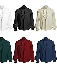 abordables -Retro Antiguo Victoriano Medieval Blusa / Falda Traje de cosplay Baile de Máscaras Feria del Renacimiento Vampiros Ostentoso Hombre Pirata Fantasía Real Víspera de Todos los Santos Carnaval Mascarada