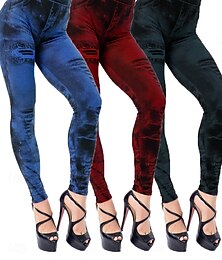economico -leggings in denim da donna, jeggings oversize, treggings, jeans elastici foderati, pantaloni skinny a vita alta, calze, morbidi e comodi