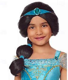 abordables -Perruques de cosplay Noir Ondulé Cheveux synthétiques Long Perruques Fille Perruques Pour la fête