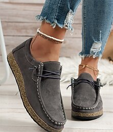 economico -mocassini casual da donna in finta pelle scamosciata grigia con design allacciato e suola ammortizzata – comodi mocassini per l'uso quotidiano