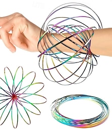 levne -Hračka na ruku s mystickými flow rings - 3D kinetický jarní náramek s kouzelným prstenem, slinkovým designem a barevným vzhledem - perfektní dárek na Vánoce, halloween, den díkůvzdání a Velikonoce