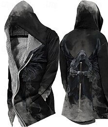 billiga -Herr Vinterkappa Fleece-jacka Jacka Dagliga kläder Semester Fleecefoder Med fickor Mönster Framficka Höst vinter Kors Streetwear Sport Luvtröja Normal Blå Röd Purpur Brun Grön Jacka
