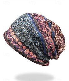 abordables -Gorro holgado de estilo bohemio para mujer: gorro con estampado geométrico colorido, perfecto para uso informal y moda de otoño