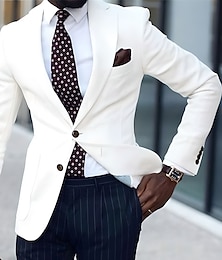 economico -Per uomo Laurea Blazer Affari Cocktail party Ricevimento di matrimonio Moda Casual Primavera & Autunno Poliestere Tinta unica Bottoni Tasca Confortevole Monopetto Giacca Rosa chiaro Bianco Giallo Rosa