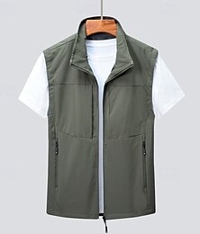 billiga -Herr Väst Gilet Fiskeväst Vandringsväst Dagligen Datum Semester Mode Ledigt Vår & sommar Ficka Polyester Bekväm Slät Dragkedja Hög krage Normal Svart Kaki Armégrön Mörkblå Väst