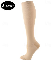 economico -5 Paia Per uomo Calze a compressione Calze da escursionismo Traspirante Morbido Elastico Confortevole Esterno Tinta unica Poliestere Nero Bianco Blu marino per Caccia Ciclismo / Bici Campeggio