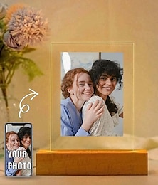 abordables -lampe photo personnalisée veilleuse acrylique photo personnalisée alimentée par USB blanc chaud ajoutez votre image le cadeau de vacances parfait pour les meilleurs amis, les amoureux et la famille